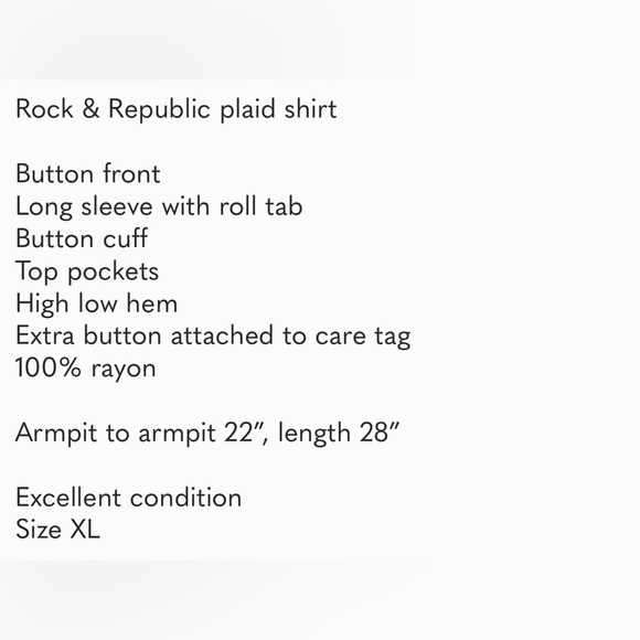 Rock & Republic button down plaid flannel shirt - Picture 2 of 5